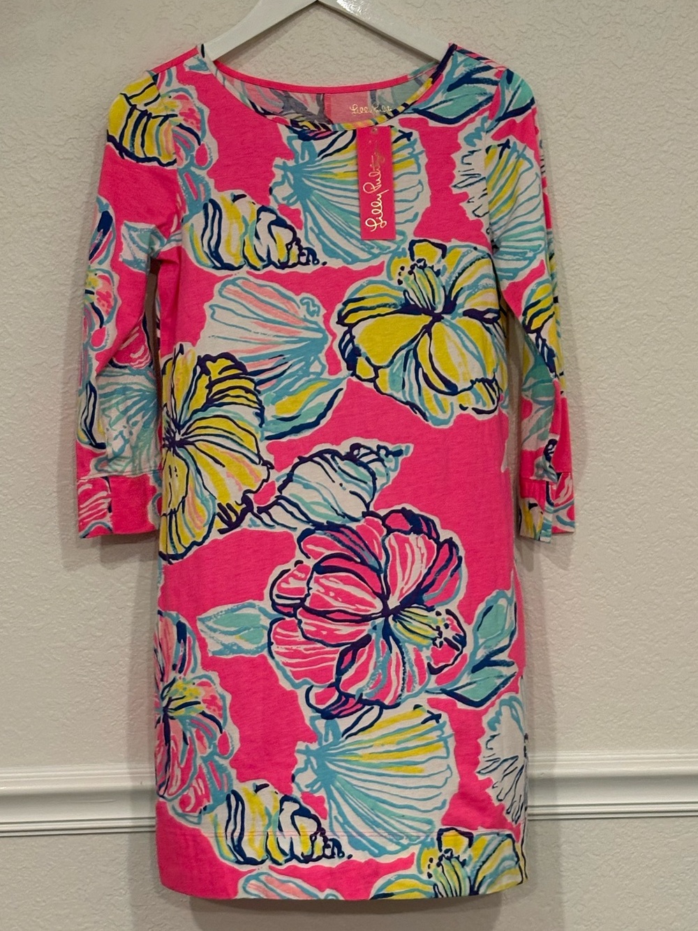 Lilly Pulitzer Pink Marlowe Dress Swept By The Tides Shells Flowers Small New
